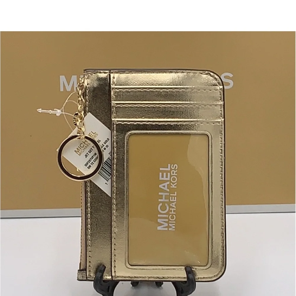 MICHAEL KORS SMALL TOP ZIP COINPOUCH WITH ID Pale gold COLOR